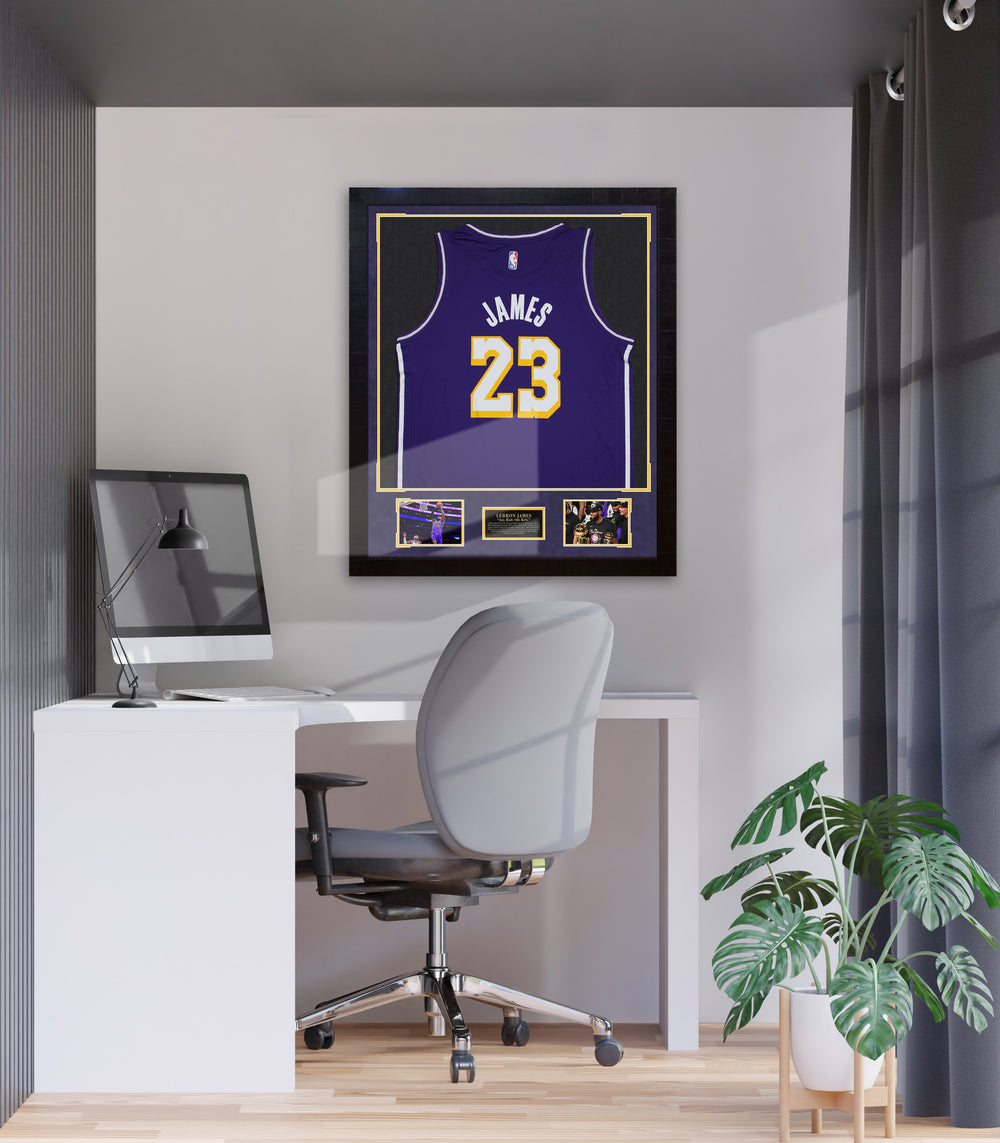 LeBron James UNSIGNED Purple Lakers Framed Jersey