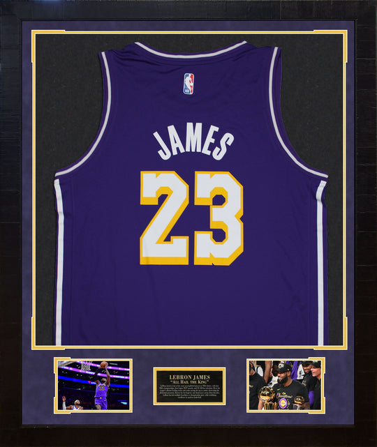 LeBron James UNSIGNED Purple Lakers Framed Jersey