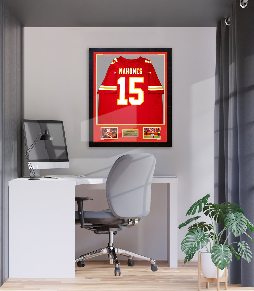 Patrick Mahomes UNSIGNED RED KC Chiefs Framed Jersey